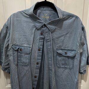 Men's Outdoor Life Denim Blue Color Short Sleeve Button-Up Trail Shirt